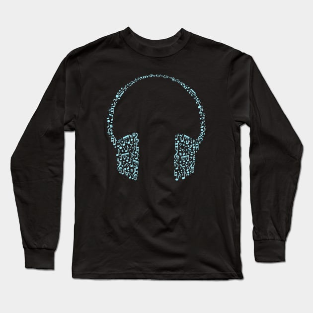 music notes headphone Long Sleeve T-Shirt by Itsme Dyna